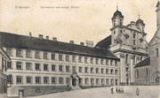 Gymnasium und evang. Kirche Ellwangen, Ansichtskarte, 1907 Gymnasium und evang. Kirche Ellwangen, Ansichtskarte, 1907